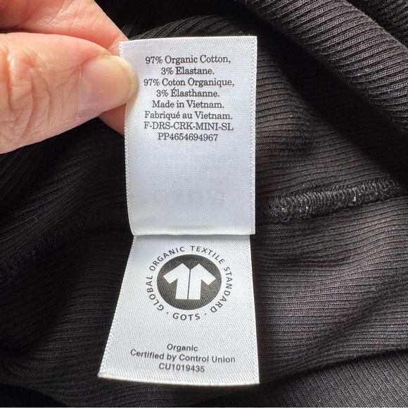 Everlane The Ribbed Mini Dress Black Size Large Casual Monochrome Neutral - Picture 5 of 9